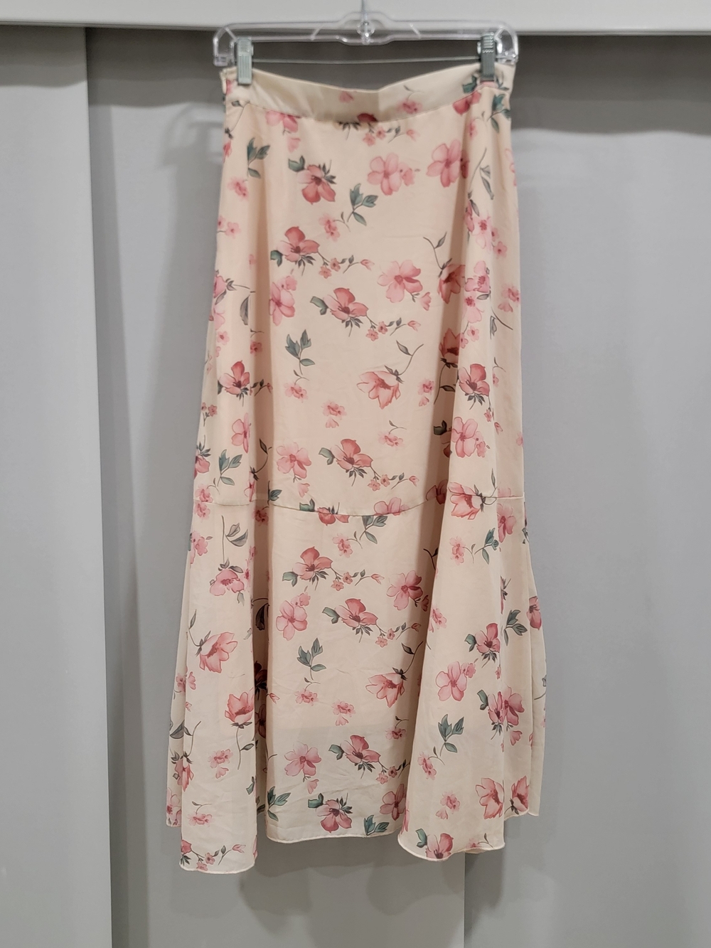 Floral Midi Skirt in Cream and Pink